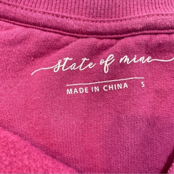 STATE OF MINE New York Embroidered Dark Pink Sweatshirt Small City State Womens - Picture 3 of 8